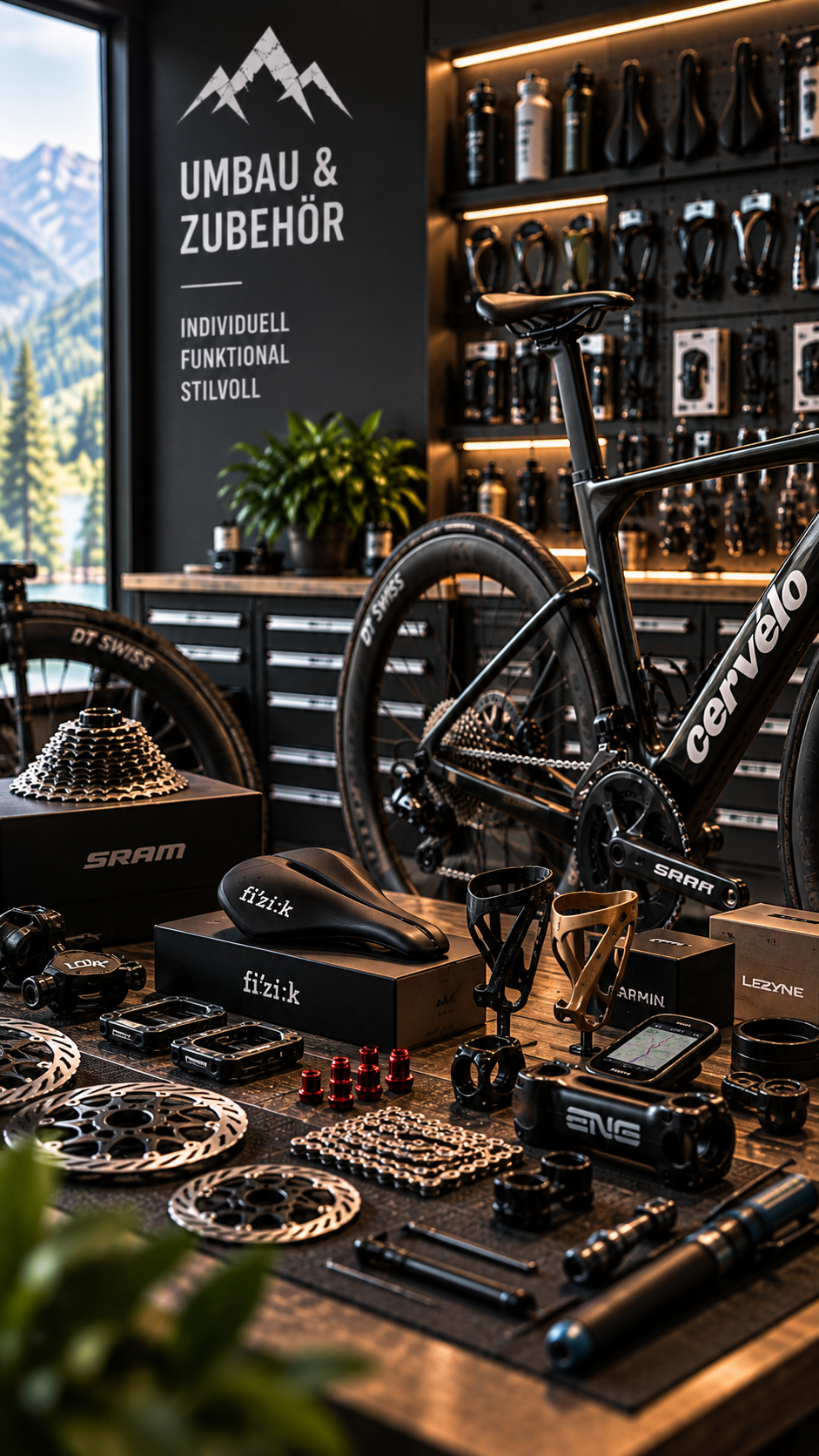 Montage von Anbauteilen und Zubehör am Velo bei Whitestone Cycles